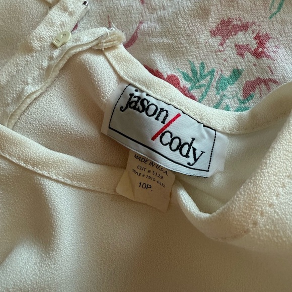 Vintage White Sleeveless Dress Jason Cody USA Size 10P 80s Fashion Waist Detail - Picture 3 of 5